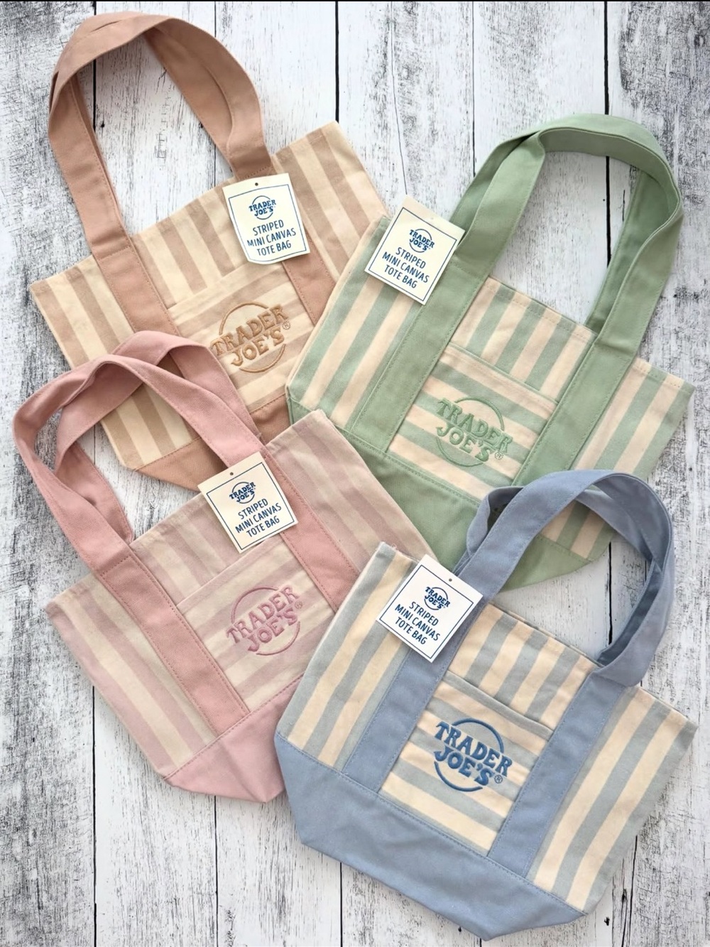 SET OF 8 - TRADER JOE’S STRIPED MINI TOTE
